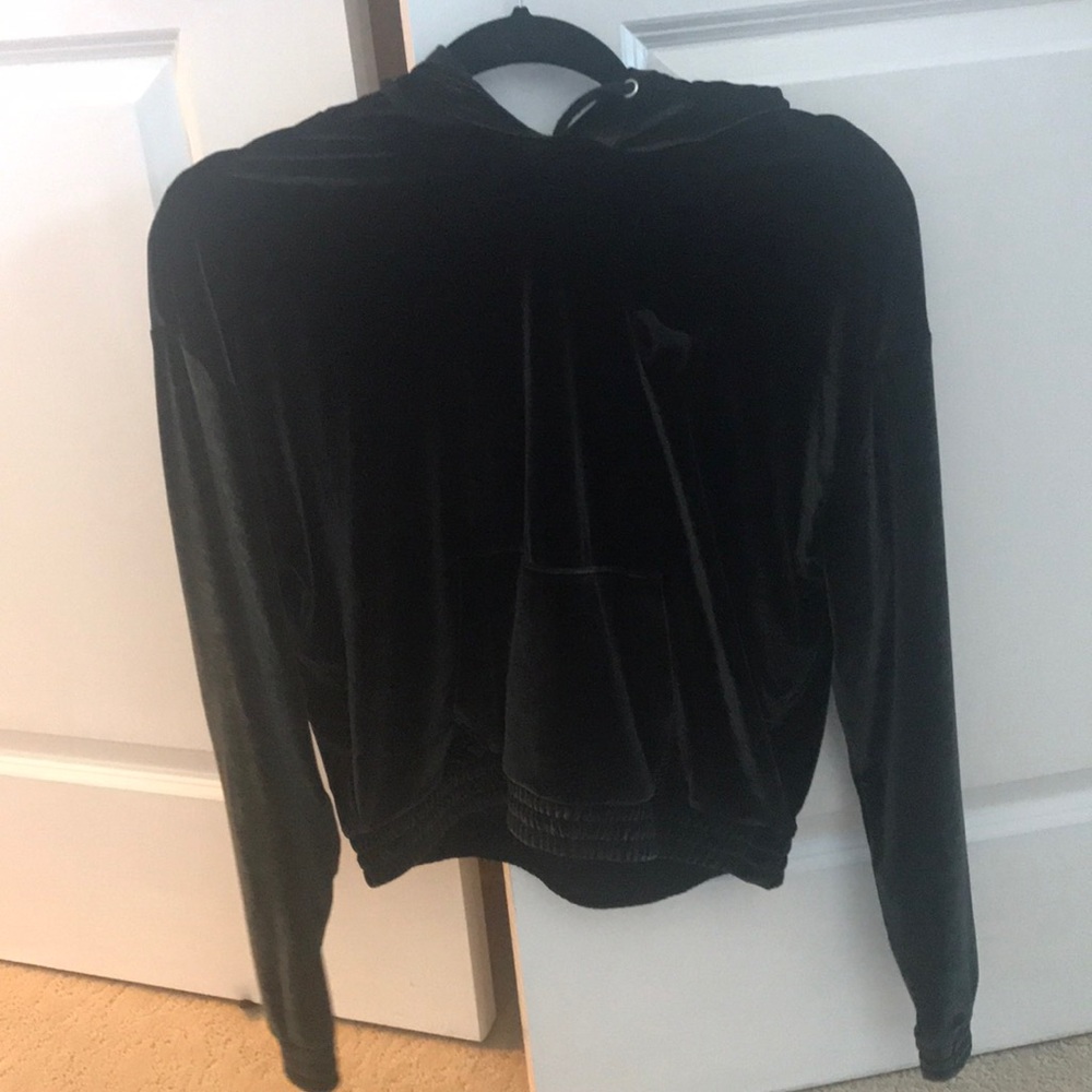 PINK Black Velour Hoodie